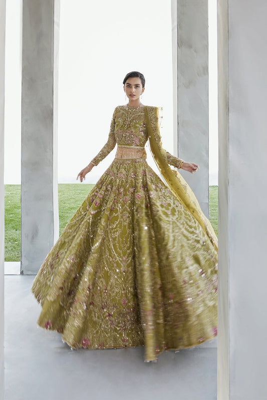 Sky Blue Gown Lehenga for Pakistani Wedding Dresses – Nameera by Farooq